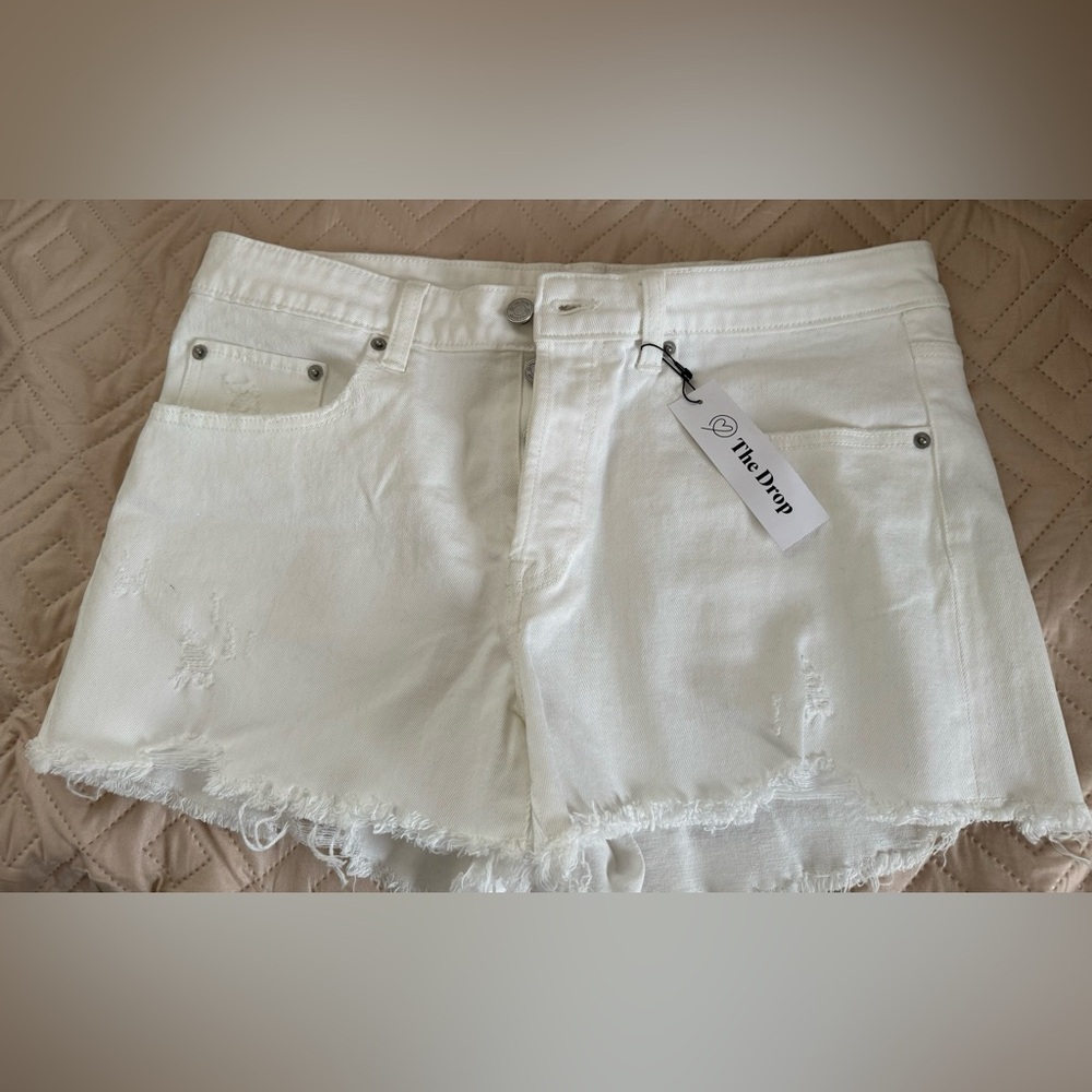 The drop white denim shorts